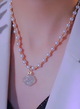 新中式祥云如意平安锁吊坠项链