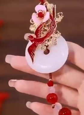 民族风百鸟朝凤平安扣吊坠毛衣链女高级感气质复古长款挂件项链女