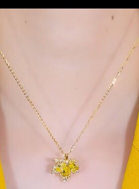 高级感黄色枫叶项链女网红精致轻奢气质高档百搭项链女2022年新款