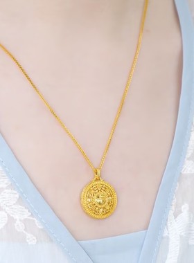 高级感八宝罗盘圆形项链女网红爆款轻奢气质百搭小众设计感项链女