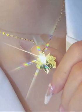 一夜暴富枫叶项链女网红抖音同款轻奢气质不掉色锁骨链2022新款潮