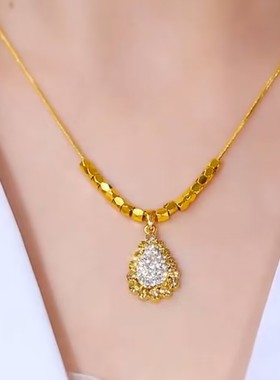 高级感转运珠金色水滴项链女网红爆款轻奢气质百搭小众设计感项链