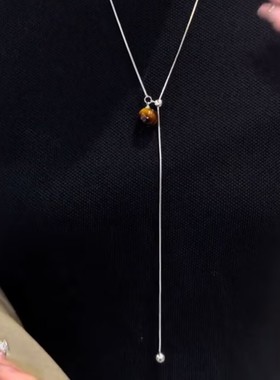 新款美拉德虎眼石吊坠项链