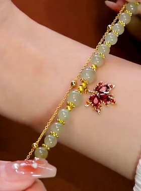 网红个性百搭枫叶双层叠戴气质手链设计感小众轻奢送闺蜜女友礼物