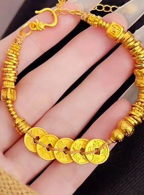 新中式金色五帝钱葫芦手链女款