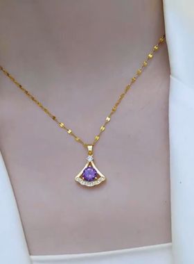 高级感紫色水晶小裙子项链女网红爆款轻奢时尚气质项链2024年新款