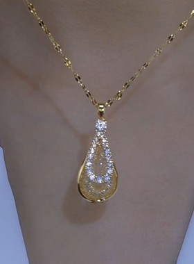 超仙金色水滴耳环女网红爆款轻奢气质小众设计气质项链2024新款潮