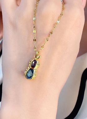 简约钛钢花生吊坠项链女个性网红