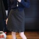 miu系韩版 波点木耳边短裙女秋冬高腰a字裙显瘦通勤毛呢中裙半身裙
