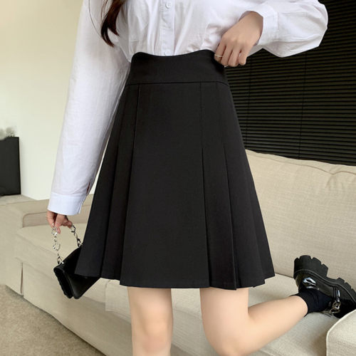 不规则百褶裙遮肚子中裙显瘦a字