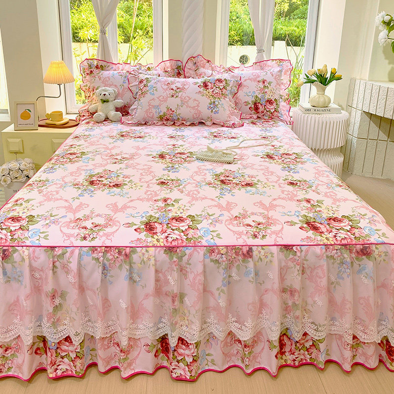 公主风花边床裙单件2025新款非全棉纯棉防滑床垫保护套床罩三件套,床上用品,床裙,淘宝优惠券,粉丝福利购,淘宝优惠卷