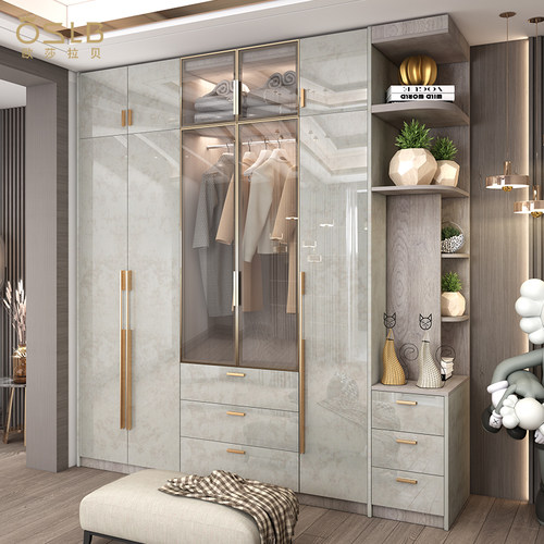 轻奢实木衣柜现代简约衣帽间定制