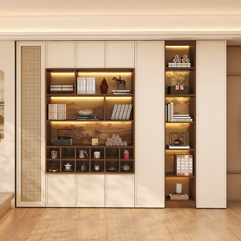 定制宋式美学书柜一体靠墙去客厅化落地置物架书架收纳储物格子柜,住宅家具,单个书柜,淘宝优惠券,粉丝福利购,淘宝优惠卷