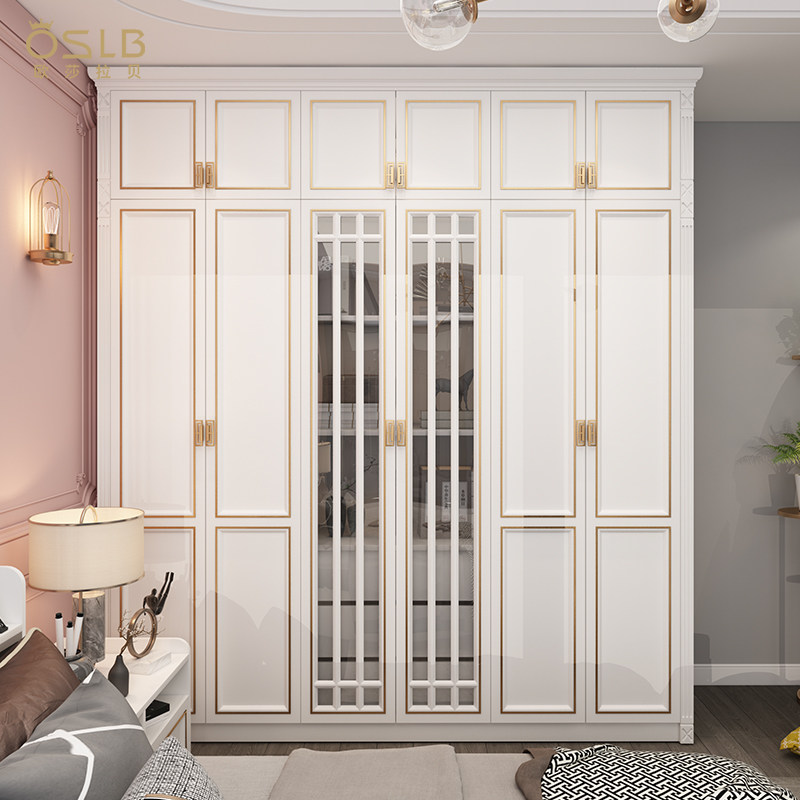 轻奢衣柜家用卧室现代简约柜子实木大衣柜组合整体衣橱衣帽间定制