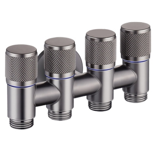 一进四出角阀四通三角阀分水器洗衣机三出水龙头三通水阀全铜家用