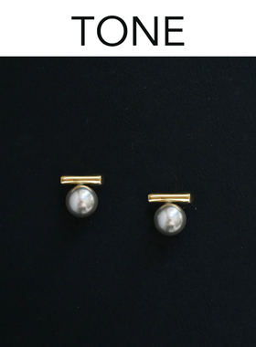TONE撞色强光银灰色珍珠耳夹蚊香盘高级感简约气质通勤无耳洞耳钉
