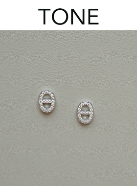 TONE高品质锆石满钻猪鼻耳夹硅胶球简约气质精致小巧无耳洞女耳钉