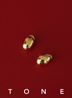 TONE手工精抛镀18K金小金蛋耳夹高级感简约时髦百搭无耳洞耳钉
