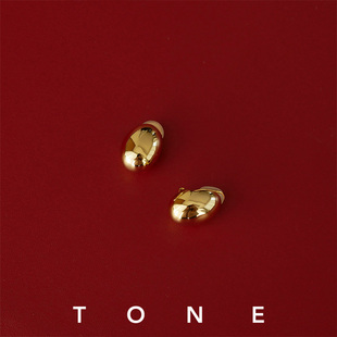 TONE手工精抛镀18K金小金蛋耳夹高级感简约时髦百搭无耳洞耳钉