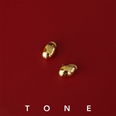 TONE手工精抛镀18K金小金蛋耳夹高级感简约时髦百搭无耳洞耳钉