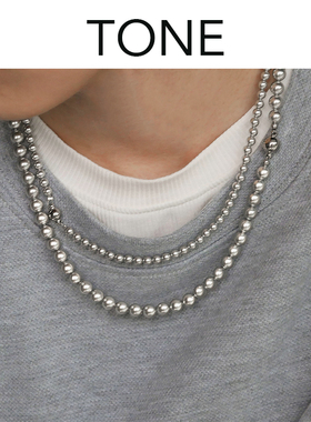 TONE 银灰色施家水晶珍珠项链磁吸扣清冷气质简约百搭锁骨链颈链