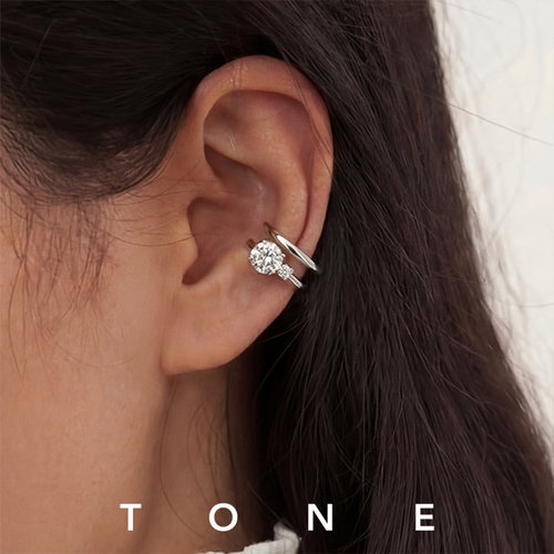 TONE黑标洗澡不用摘超闪纯银莫桑钻耳骨夹耳夹无痛精致百搭无耳洞