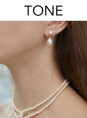 天然淡水水滴珍珠耳环耳夹无耳洞女蚊香盘高级感气质法式复古简约