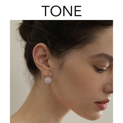 TONE 天然白玉髓耳夹蚊香盘高级感温润气质优雅无耳洞女纯银耳钩