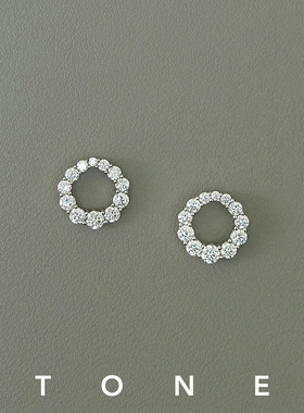 TONE 重工高碳钻耳夹蚊香盘高级简约气质百搭精致通勤无耳洞耳钉
