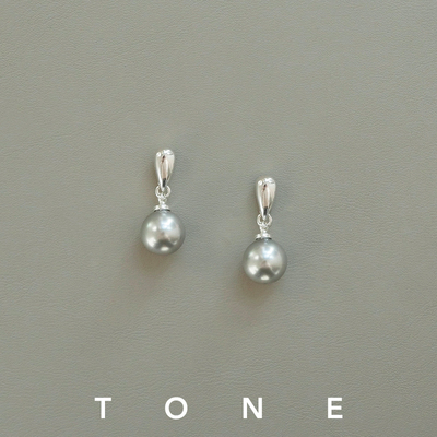 TONE清冷银灰色珍珠耳夹蚊香盘高级感简约气质百搭无耳洞耳钉耳环