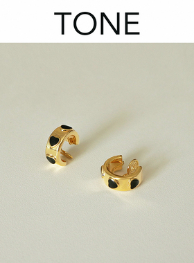 TONE黑色珐琅爱心耳圈耳夹蚊香盘高级感简约气质百搭时髦无耳洞女