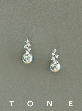 TONE错落星河银灰色珍珠耳夹硅胶球高级感精致清冷气质无耳洞耳钉