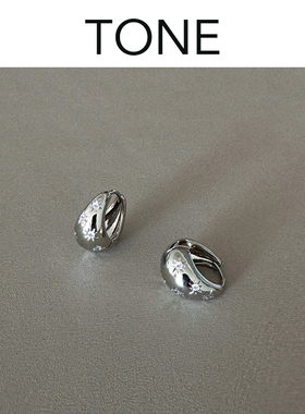 TONE银色六芒星闪钻水滴耳圈耳夹蚊香盘高级感简约小众无耳洞耳扣