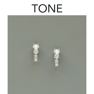 TONE渐变锆石耳夹硅胶球高级感小巧精致百搭通勤气质无耳洞女耳钉
