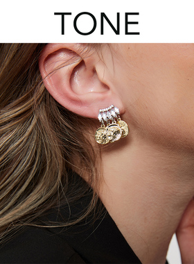 锆石金币耳钉耳夹蚊香盘法式高级感气质百搭小众欧美复古无耳洞女