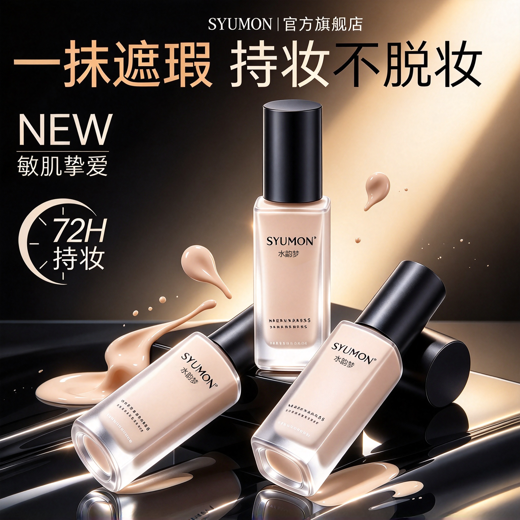粉底液持久遮瑕不脱妆混油皮干皮保湿BB粉霜蹭不掉官方正品旗舰店