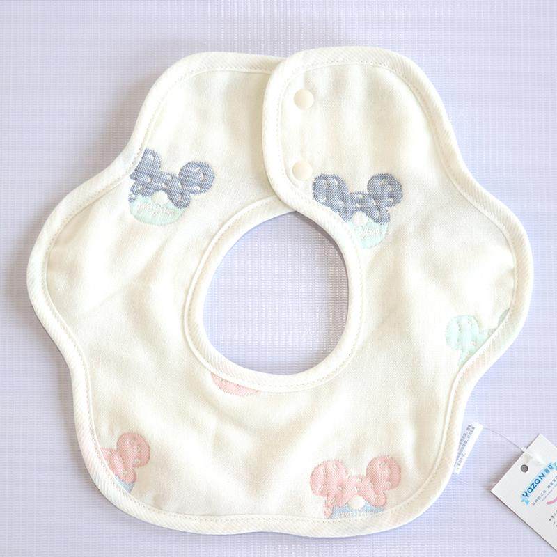 雅赞口水巾婴儿宝宝围嘴纱布纯棉双面花瓣360初生新生防吐奶围兜