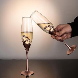 香槟杯套装 创意高颜值酒具 家用红酒杯2个一对礼盒装 轻奢高档欧式