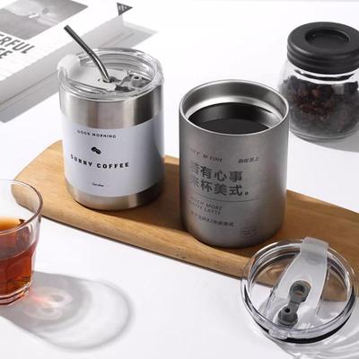 美式随行保温杯定制印字男高颜值吸管水杯子304不锈钢咖啡杯刻字