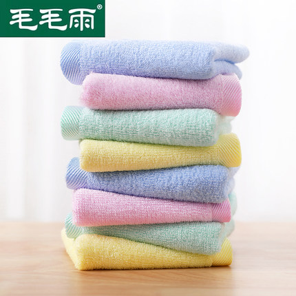 8条 竹纤维小毛巾长方形家用洗脸巾正方形儿童毛巾竹签维方巾四方