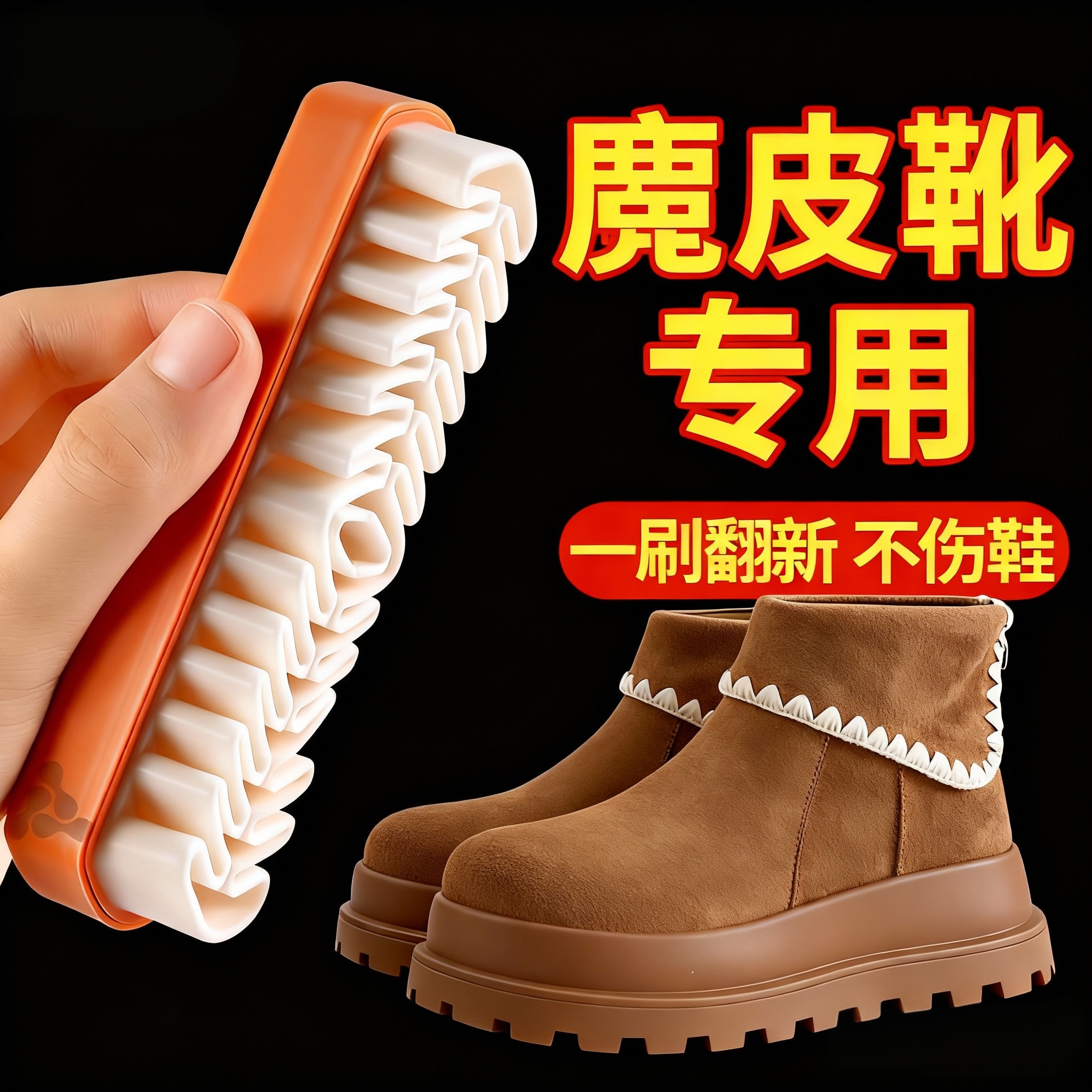 麂绒面胶鞋刷无死角去污不伤鞋面