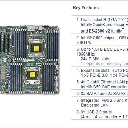 SUPERMICRO X9DRI-LN4F 主板 X79 双路议价