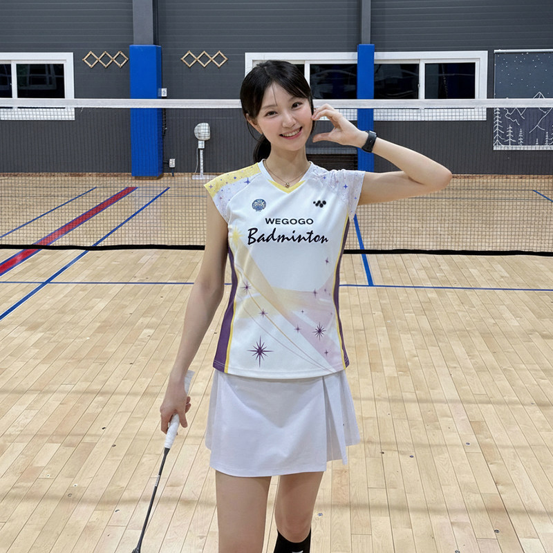 WEGOGO夏新款银河小飞袖羽毛球服运动速干吸湿训练比赛T恤女