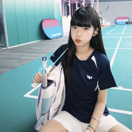 WE GOGO 分割拼接收腰短袖羽毛球服透气吸湿速干运动训练大赛服