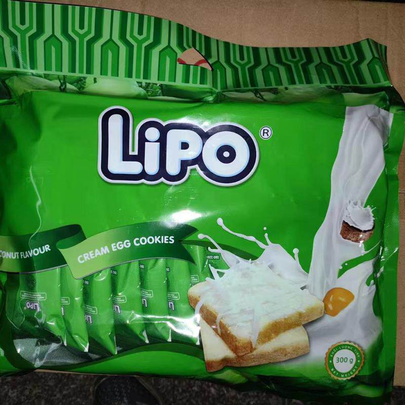越南特产 lipo 椰子味面包干300克饼干牛奶鸡蛋味网红早餐零食
