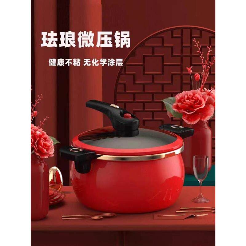 德国进口珐琅微压汤锅家用煮锅不粘锅煲汤双耳炖锅电磁炉燃气通用