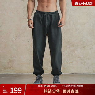 鹿家门春秋新款宽松运动卫裤男士直筒健身美式大码健身长裤子