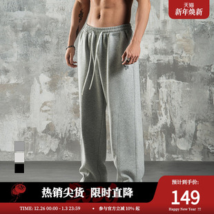 新款 休闲宽松健身男裤 直筒弯刀卫裤 训练运动长裤 子 大码 鹿家门秋季