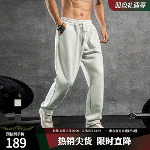 子加大码 鹿家门秋冬新款 运动训练健身长裤 宽松男士 肥 针织直筒卫裤