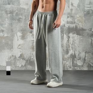 新款 休闲宽松健身男裤 直筒弯刀卫裤 训练运动长裤 子 大码 鹿家门秋季